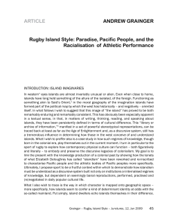 ARTICLE AndREw GRAInGER Rugby Island Style: Paradise, Pacific