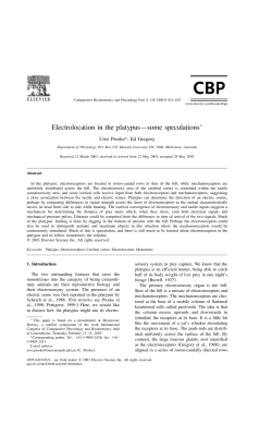 Electrolocation in the platypus&mdash;some speculations