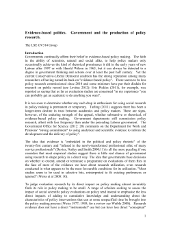 Evidence-based politics. Government and the production of