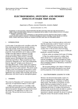 electroforming, switching and memory
