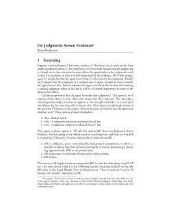 Do Judgments Screen Evidence? 1 Screening