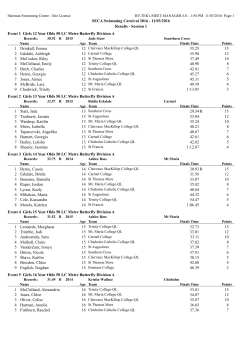 SECA Swimming Carnival 2016 - 11/03/2016 Results