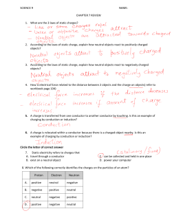 CHAPTER 7 REVIEW 1. What are the 3 laws of static charges?