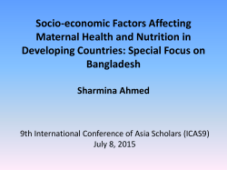 Socio-economic factors affecting maternal health and nutrition in