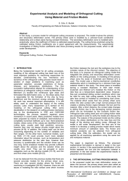 Experimental Analysis and Modeling of Orthogonal Cutting Using
