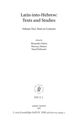 Latin-into-Hebrew: Texts and Studies