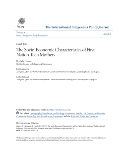 The Socio-Economic Characteristics of First Nation Teen Mothers