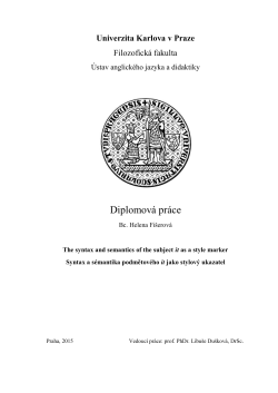 Diplomov&aacute; pr&aacute;ce - Univerzita Karlova