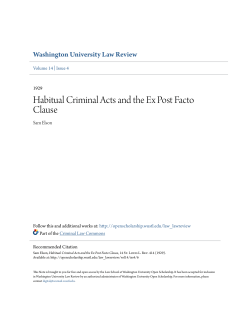 Habitual Criminal Acts and the Ex Post Facto Clause