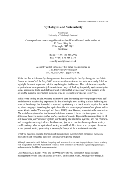Psychologists and Sustainability