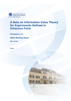 A Note on Information Value Theory for Experiments Defined in