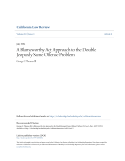 A Blameworthy Act Approach to the Double Jeopardy Same Offense
