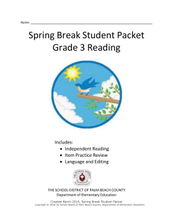 Spring Break Student Packet Grade 3 Reading