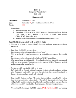 Part #1: Getting started with MARS (10 pts)