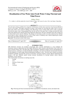 Desalination of Sea Water into Fresh Water Using