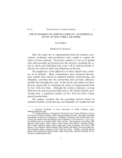 THE ECONOMICS OF LIMITED LIABILITY