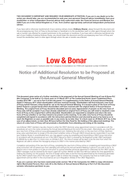 Notice of Additional Resolution to be Proposed at theAnnual