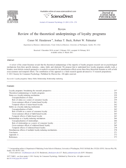 Review of the theoretical underpinnings of loyalty programs