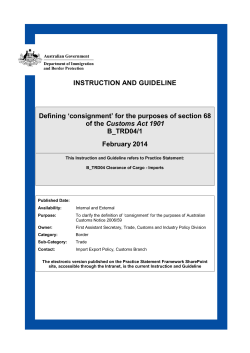 INSTRUCTION AND GUIDELINE Defining `consignment` for the