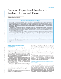Common Expositional Problems in Students` Papers and Theses