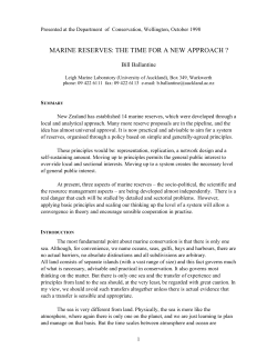 MARINE RESERVES: THE TIME FOR A NEW APPROACH ?