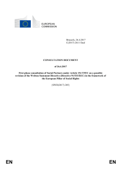 First phase consultation of Social Partners under Article 154 TFEU