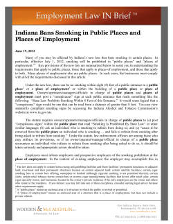 Indiana Bans Smoking in Public Places and Places of Employment