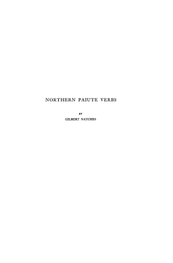 northern paiute verbs - University of California, Berkeley