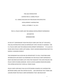 The U.S. Peace Corps and the Korean Development Experience