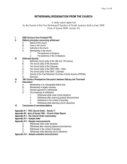 withdrawal/resignation from the church