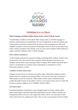 Publishing in te reo Maori - New Zealand Book Awards Trust