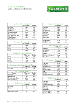 Helpful information - Units and calories