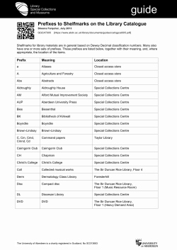Prefixes in Shelfmarks - University of Aberdeen
