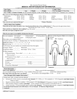 MEDICAL HISTORY/SUBJECTIVE INFORMATION