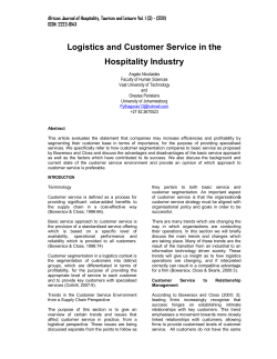 Logistics and Customer Service in the Hospitality Industry