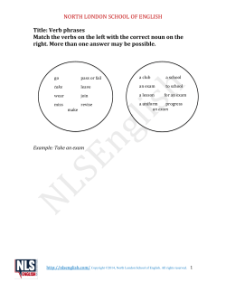 NORTH LONDON SCHOOL OF ENGLISH Title: Verb phrases Match