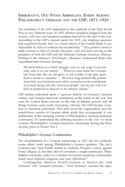 PHILADELPHIA`S GERMANS AND THE GSP, 1871&ndash;1920