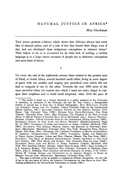 NATURAL JUSTICE IN AFRICA* Max Gluckman
