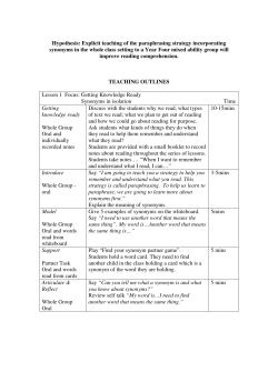 Hypothesis: Explicit teaching of the paraphrasing strategy