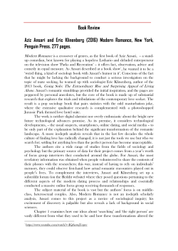 Book Review Aziz Ansari and Eric Klinenberg (2016) Modern
