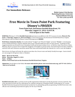 Free Movie In Town Point Park Featuring Disney`s FROZEN