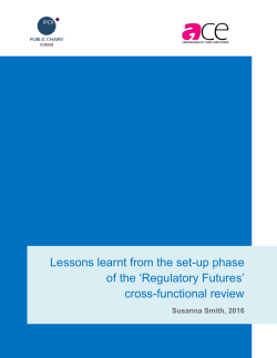 Lessons learnt from the set-up phase of the `Regulatory Futures