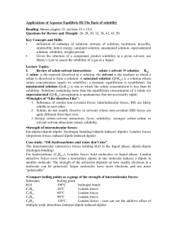 Applications of Aqueous Equilibria III:The Basis of solubility Reading