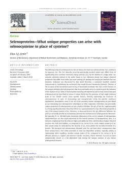 Selenoproteins - Research Division of Biochemistry