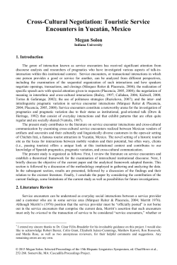 Cross-Cultural Negotiation: Touristic Service Encounters in Yucat&aacute;n