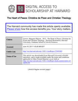 The Heart of Peace: Christine de Pizan and Christian Theology The