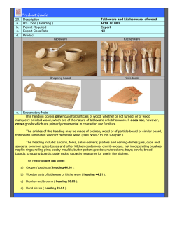 Product Guide 20. Description Tableware and kitchenware, of