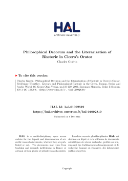Philosophical Decorum and the Literarization of Rhetoric - Hal-SHS