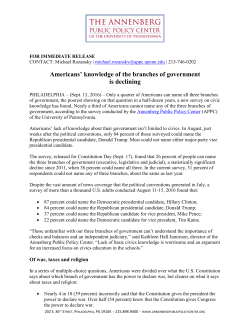 Americans` knowledge of the branches of government is declining