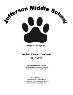 Student/Parent Handbook 2015-2016